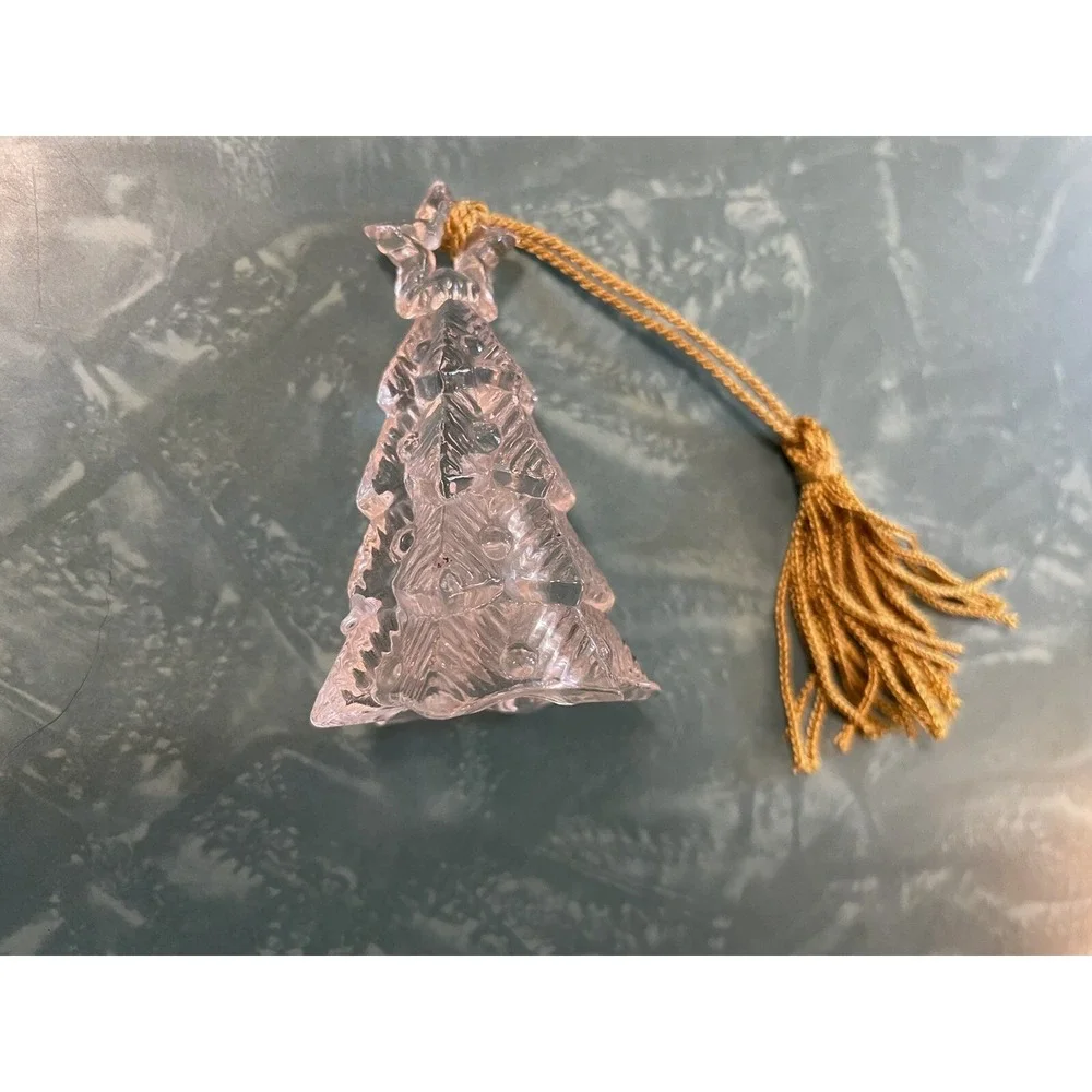 Gorham Crystal Trio of Angels Christmas Tree Ornament W/Gold Tassels In Box